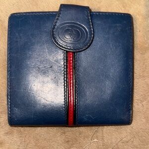 Blue Leather GUCCI kisslock Wallet VINTAGE!! rare!!